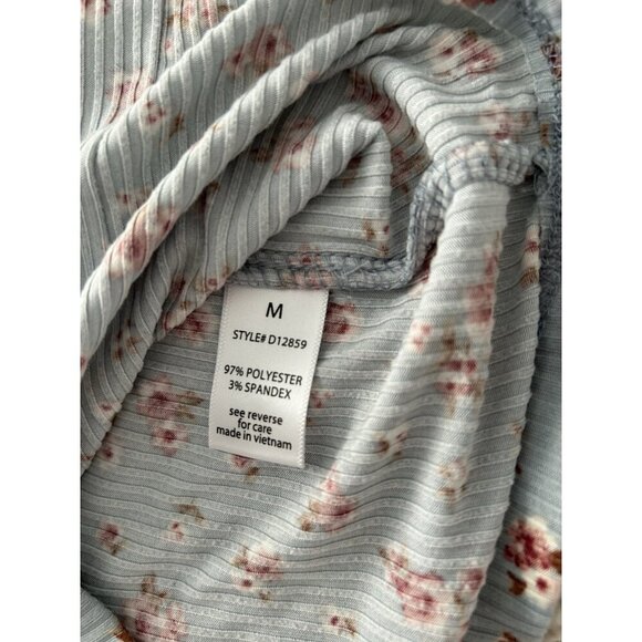 ACTIVE USA Women's Rib Knit Bustier Cami Tank Blue Ditsy Floral Body-con Dress M - Picture 6 of 9